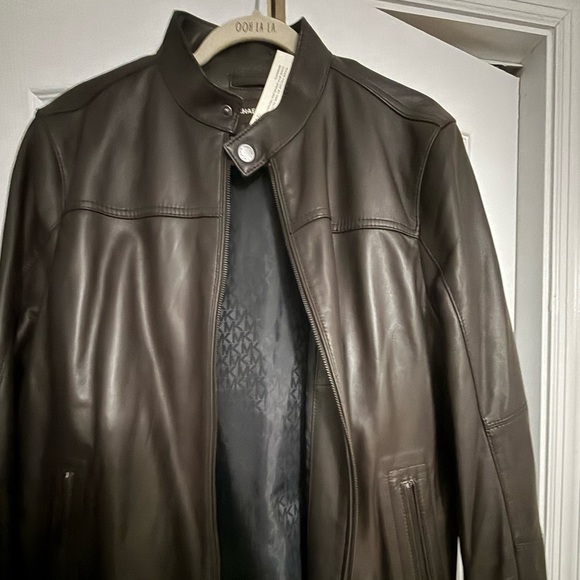 Michael Kors Dark Brown Leather Jacket - Picture 1 of 4